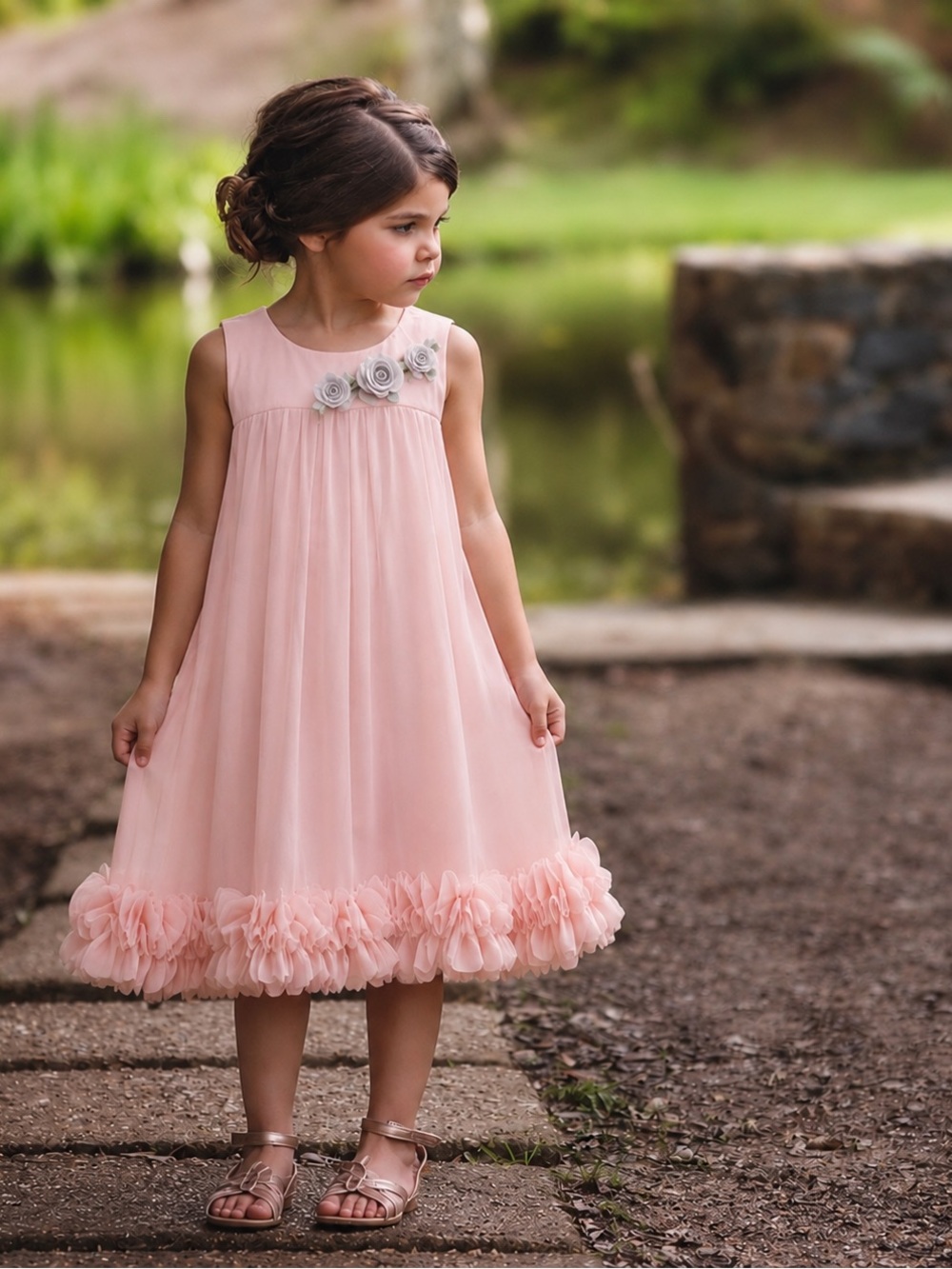 Trish Scully Child Blush Pink Fully Lined Ruffle Hem Dress 8